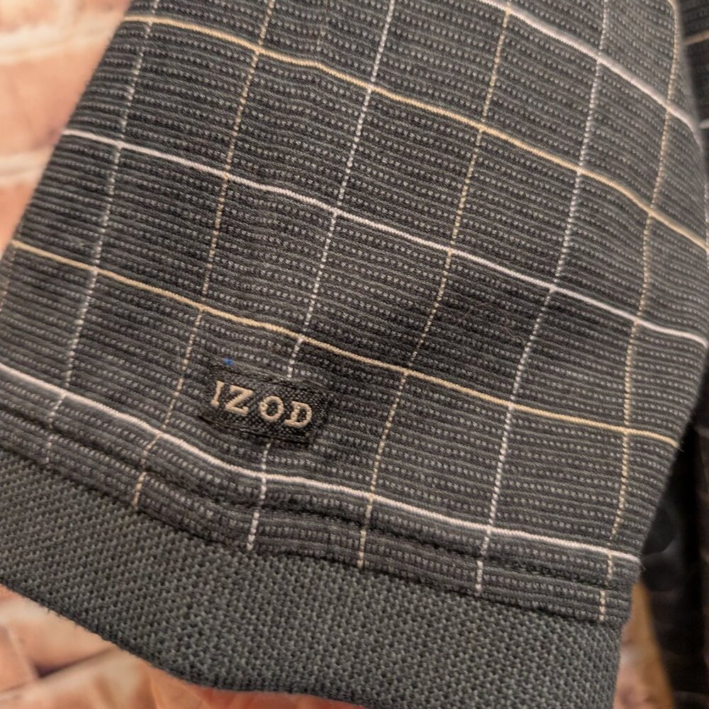 🧨🧨Izod Polo Golf Mercerized Cotton BLACK/Tan White Size Large - Picture 8 of 12